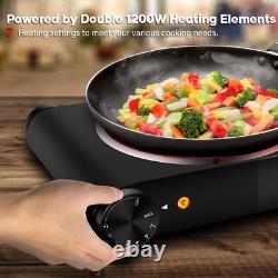 CUSIMAX Double Electric Hob, Portable Ceramic Hot Plate, Double Camping Hob Hob