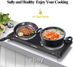 CUSIMAX Double Electric Hob, Portable Ceramic Hot Plate, Double Camping Hob Hob