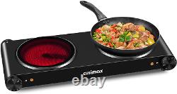 CUSIMAX Double Electric Hob, Portable Ceramic Hot Plate, Double Camping Hob Infr