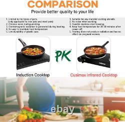 CUSIMAX Double Electric Hob, Portable Ceramic Hot Plate, Double Camping Hob Infr