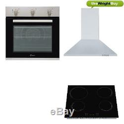 Candy CEHOPK60X/E Electric Single Oven, Ceramic Hob & Cookology Hood Pack