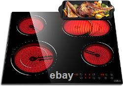 Ceramic Hob, 4 Zone Built-in Electric Hob 60cm, Ceramic Cooktop with Touch 9 for