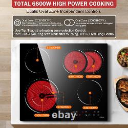 Ceramic Hob, 4 Zone Built-in Electric Hob 60cm, Ceramic Cooktop with Touch 9 for