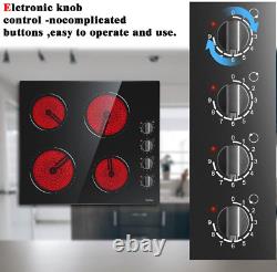Ceramic Hob 4 Zones Built in Electric with Knobs 6000W 60cm