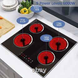 Ceramic Hob 4 Zones Electric Hob with Touch Control Built-in 60CM Ceramic Hob, 9