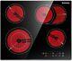 Ceramic Hob 60cm Built-in 4 Zones Electric Cooktop With Dual Oval Zone 6600w