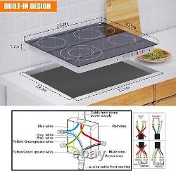 Ceramic Hob 60cm Built-in 4 Zones Electric Cooktop with Dual Oval Zone 6600W
