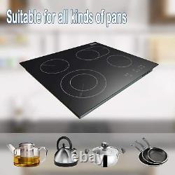 Ceramic Hob 60cm Built-in 4 Zones Electric Cooktop with Dual Oval Zone 6600W UK