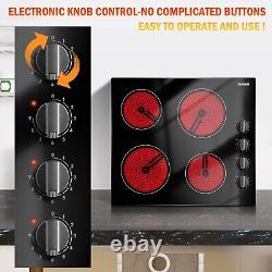 Ceramic Hob, Built-In 4 Burners Electric Hob 60Cm Ceramic Cooker with Electronic