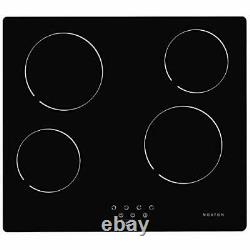 Ceramic Hob, Built-in 4 Zone Electric 60cm Black Glass Touch Panel Cooker