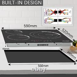 Ceramic Hob, Electric Hob 3 Zone 5700W, Ceramic Cooktop with Touch Control, Elec