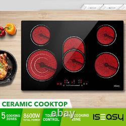 Ceramic Hob with 5 Cooking Zones, Slider Touch Control, 86200W, 77cm