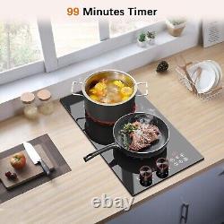 Ceramic Hob with Plug, Built-in Electric Hob 30cm, 2800W, Touch Control, 2 Zone