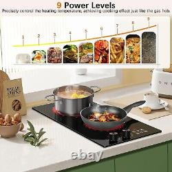 Ceramic Hob with Plug, Built-in Electric Hob 30cm, 2800W, Touch Control, 2 Zone