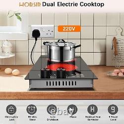 Ceramic Hob with Plug, Built-in Electric Hob 30cm, 2800W, Touch Control, 2 Zone