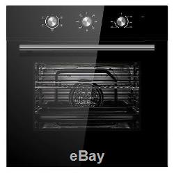 Cookology 60cm Black Electric Fan Forced Oven & Cast-Iron Gas-on-Glass Hob Pack