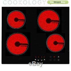 Cookology 60cm Black Single Electric Fan Oven, Ceramic Hob & Hob Pack
