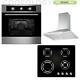 Cookology 60cm Built-in Electric Fan Oven, Gas-on-glass Hob & Cooker Hood Pack