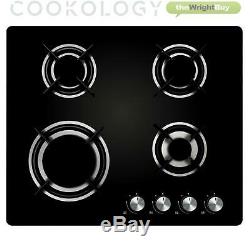 Cookology 60cm Built-in Electric Fan Oven, Gas-on-Glass Hob & Cooker Hood Pack