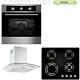 Cookology 60cm Built-in Electric Fan Oven, Gas-on-glass Hob & Curved Hood Pack