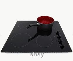 Cookology 60cm Ceramic Hob in Black Knob Controls 4 Cooking Zones (CEK601)