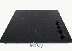 Cookology 60cm Ceramic Hob in Black Knob Controls 4 Cooking Zones (CEK601)