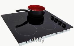 Cookology 60cm Ceramic Hob in Black Knob Controls 4 Cooking Zones (CEK601)