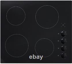 Cookology 60cm Ceramic Hob in Black Knob Controls 4 Cooking Zones (CEK601)