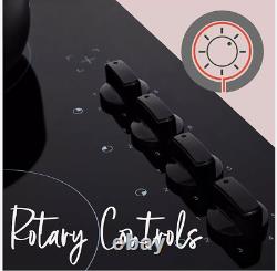 Cookology 60cm Ceramic Hob in Black Knob Controls 4 Cooking Zones (CEK601)