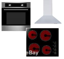 Cookology 60cm Electric Static Oven, Knob Control Ceramic Hob & Cooker Hood Pack