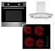 Cookology 60cm Electric Static Oven, Knob Control Ceramic Hob & Curved Hood Pack