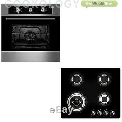 Cookology 60cm Stainless Steel Built-in Electric Fan Oven & Glass Gas Hob Pack