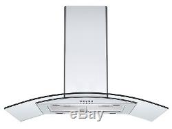 Cookology 90cm touch control Ceramic Hob & Curved Glass Island Cooker Hood Pack