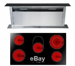 Cookology 90cm touch control Ceramic Hob & Downdraft Extractor Fan Pack