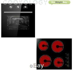 Cookology Black Electric Fan Forced Oven & 60cm Knob Control Ceramic Hob Pack