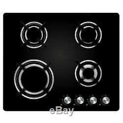 Cookology Black Electric Fan Forced Oven, Gas-on-Glass Hob & Cooker Hood Pack