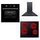 Cookology Black Electric Fan Oven, Touch Ceramic Hob & Chimney Cooker Hood Pack