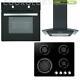 Cookology Black Single Electric Fan Oven, 60cm Gas On Glass Hob & Curved Pack