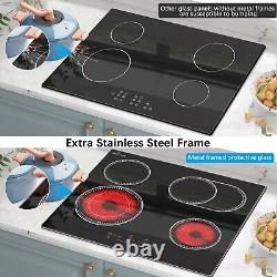 DELITEER, Ceramic Hob 4 Zone, Electric Hob 6600W with Metal Frame, Slider Touch