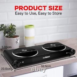 Double Electric Hob, Portable Ceramic Hot Plate, Camping Hob Infrared Cooktop