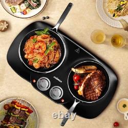 Double Electric Hob, Portable Ceramic Hot Plate, Camping Hob Infrared Cooktop