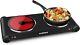 Double Hot Plate, Cusimax 2400w Electric Hob Ceramic Burners, Black