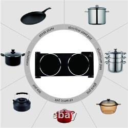 Double Hot Plate, CUSIMAX 2400W Electric Hob Ceramic Burners, Black