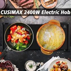 Double Hot Plate, CUSIMAX 2400W Electric Hob Ceramic Burners, Black