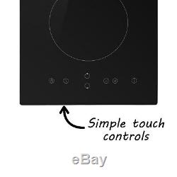 ElectriQ 30cm Domino Touch Control Two Zone Ceramic Hob in Black Plug eiQC30P