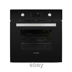 ElectriQ 68L Plug In Pyrolytic Self Cleaning Electric Single Oven Black