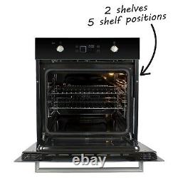ElectriQ 68L Plug In Pyrolytic Self Cleaning Electric Single Oven Black