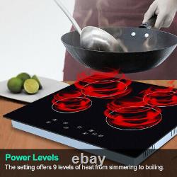 Electric 6000W Ceramic Hob 60cm Touch Control 4 Zone Satin Glass Kitchen Cooker