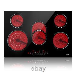 Electric Ceramic Hob 30/59/77cm Built-in 2/4/5 Zone Touch Control, Timer, Black UK