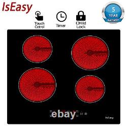 Electric Ceramic Hob 4-Zone Built-in 59cm Cooktop Touch Controls Child Lock Time
